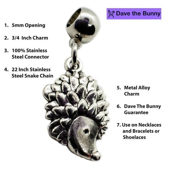 Hedgehog Necklace - Hedgehog Stuff Stainless Steel Chain - Picture 2 of 6